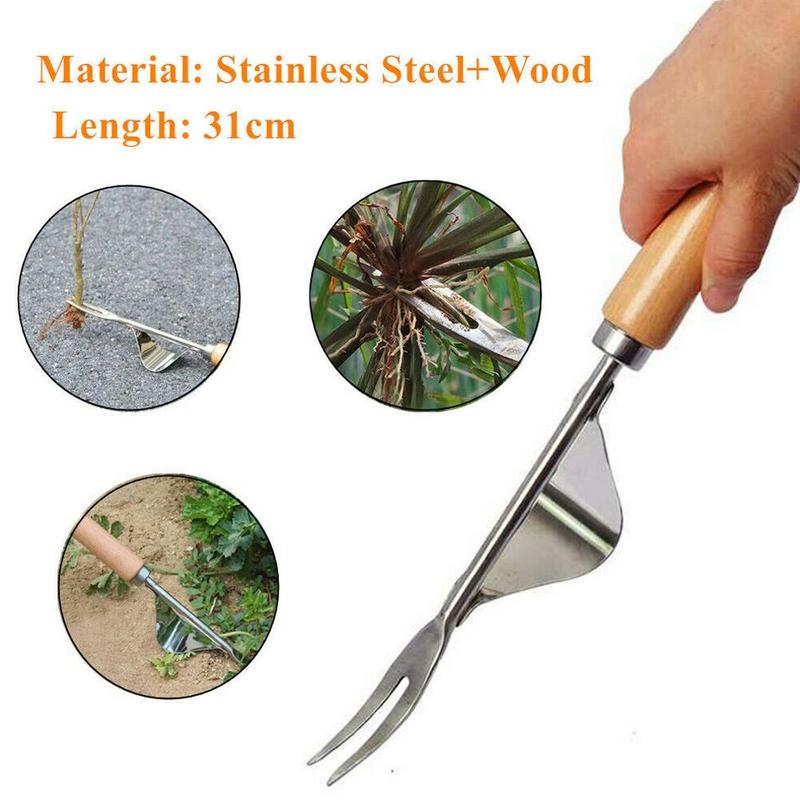 Weed Puller - Steel Root Extractor Wooden Hand Weeder