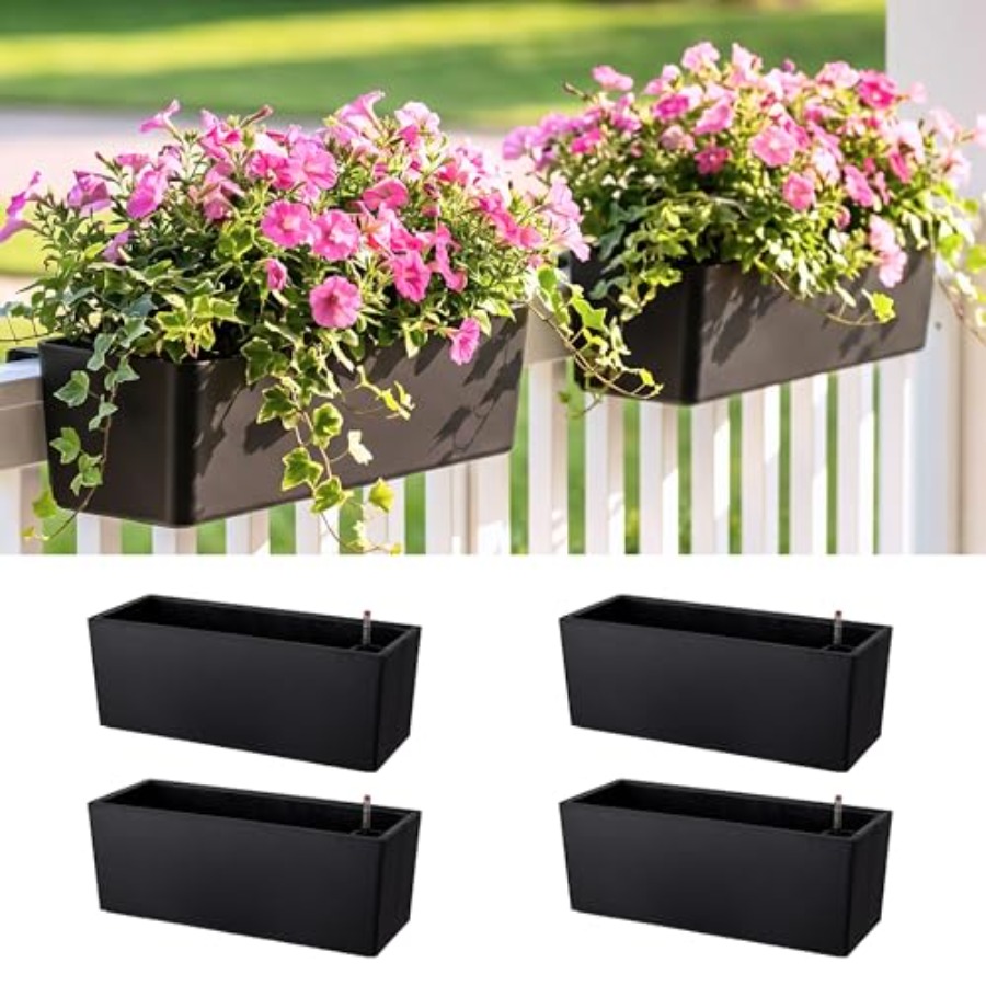 Self-Watering Planter - LaLaGreen Deck Railing Planter Boxes 14