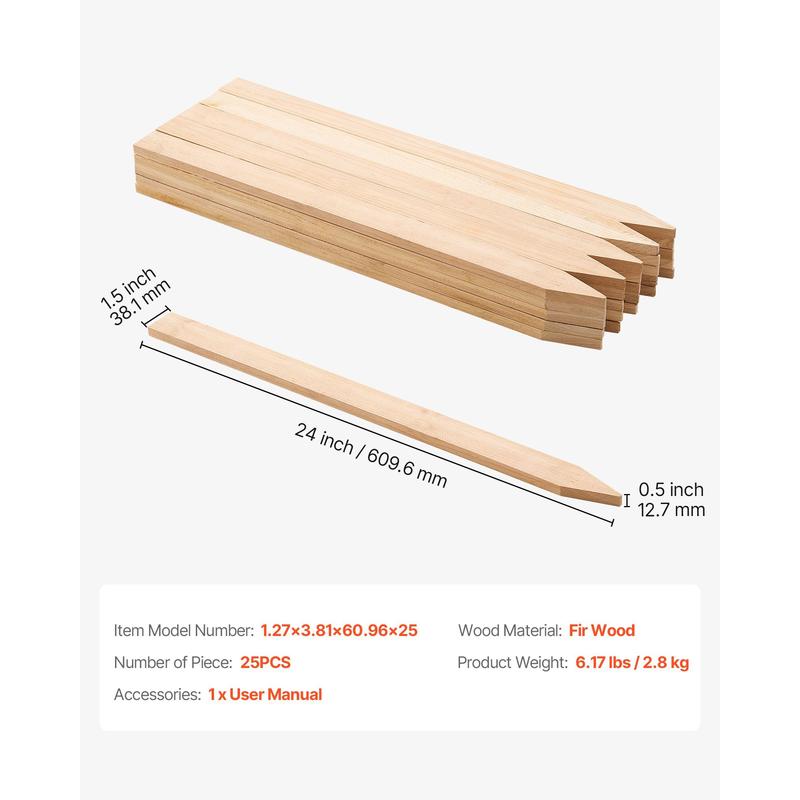 Wooden Garden Stakes, 25 Pcs 2 - Plant Support Stake avis et prix