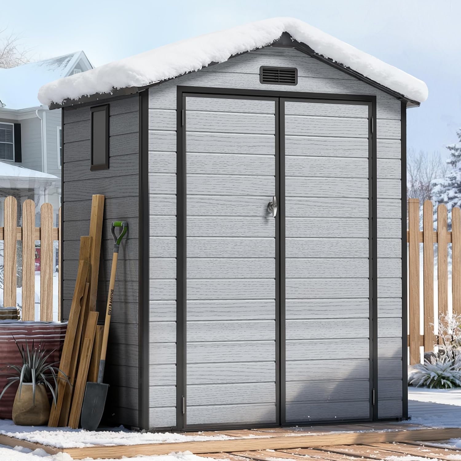 6X4 FT Outdoor Shed, Plastic S - Gardening Tools Set avis et prix
