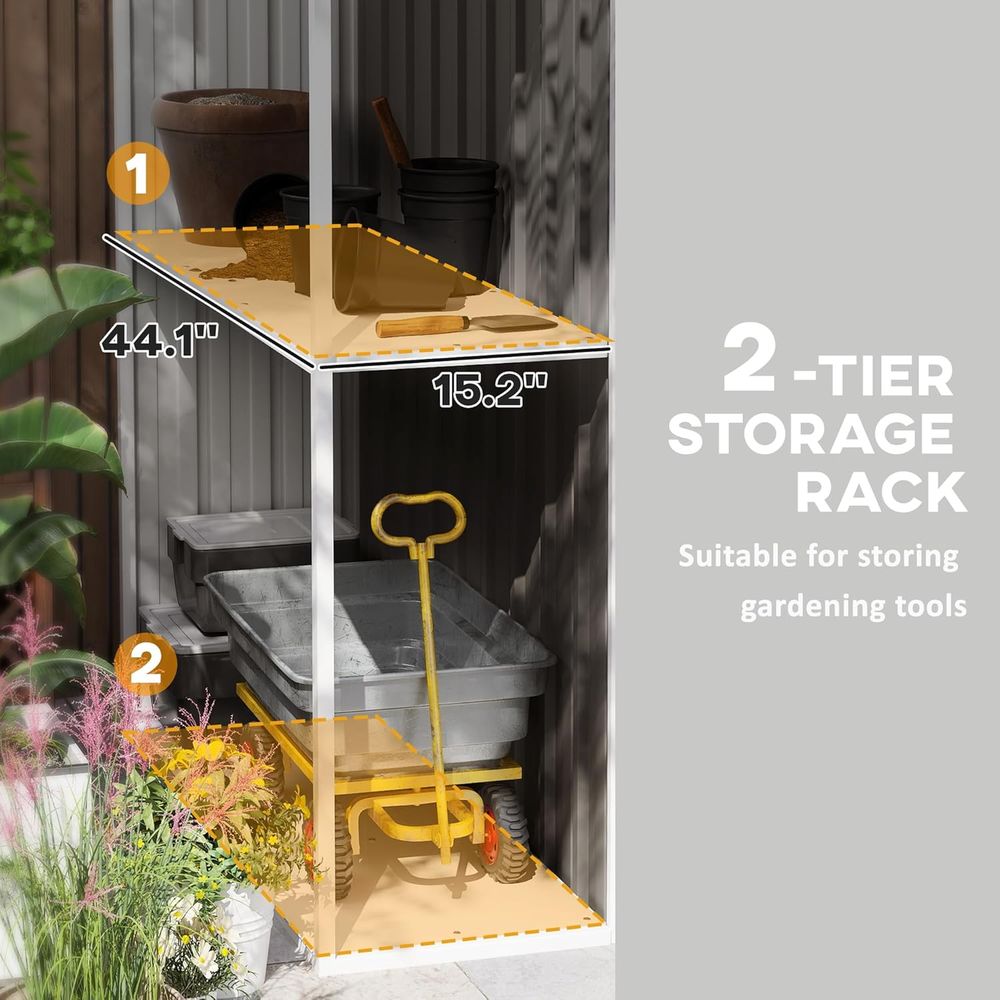 8ft x 4ft Outdoor Storage Shed - Gardening Tools Rack avis et prix