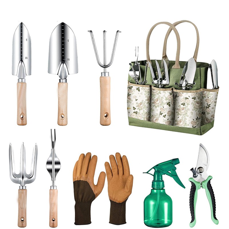 9pcs Wooden Handle Stainless S - Gardening Tools Watering Can avis et prix