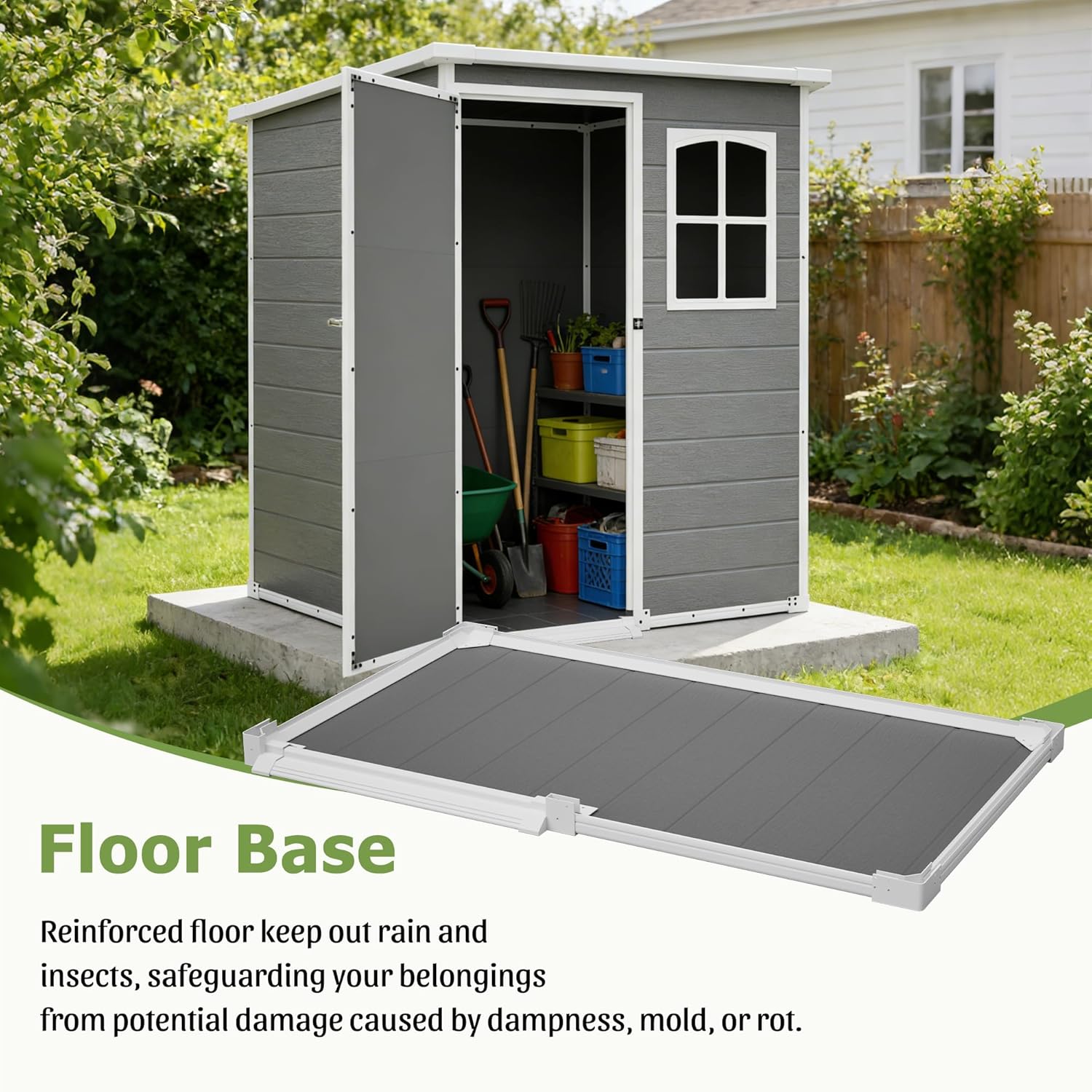 Resin Outdoor Storage Shed Kit - Gardening Tools Set avis et prix