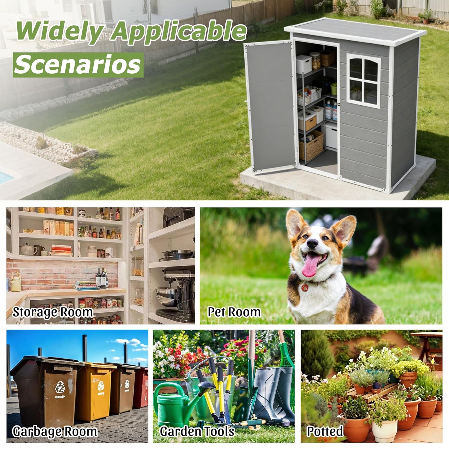 Resin Outdoor Storage Shed Kit - Gardening Tools Set avis et prix
