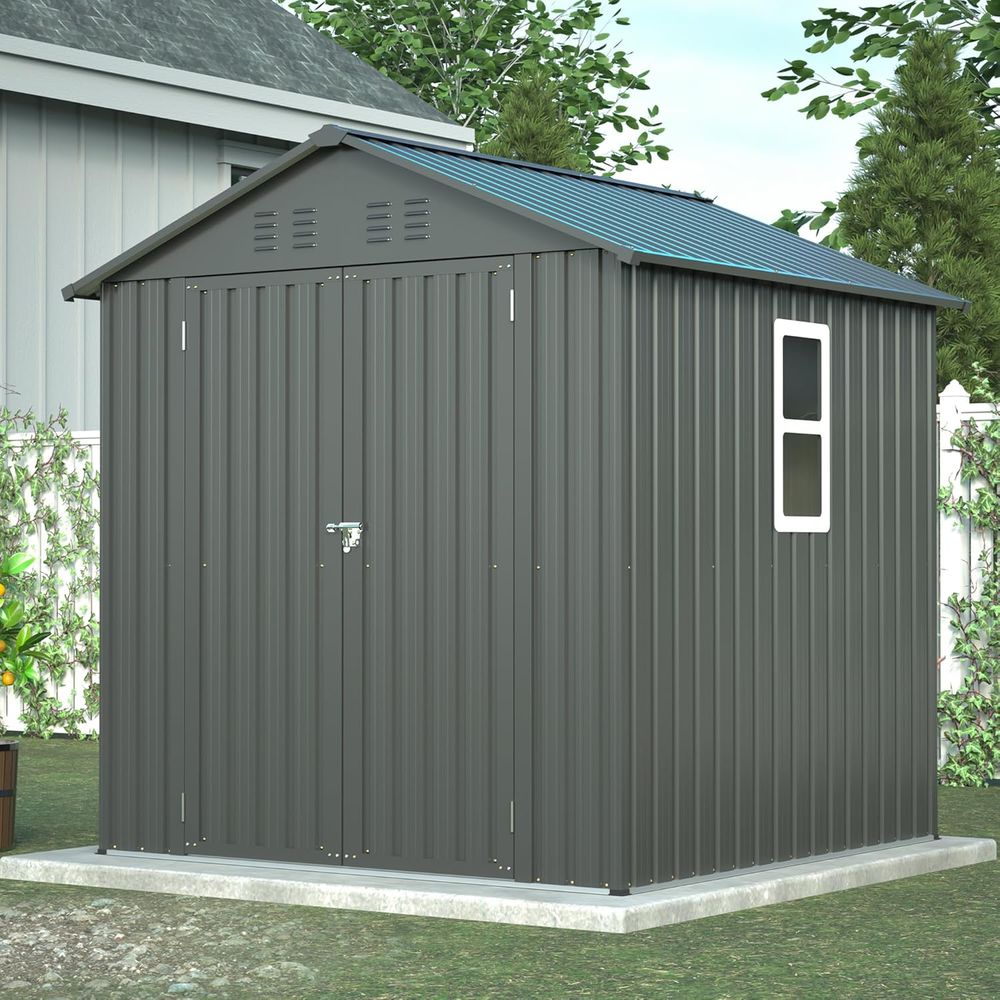 6x6 Metal Outdoor Storage Shed - Gardening Tools Set avis et prix