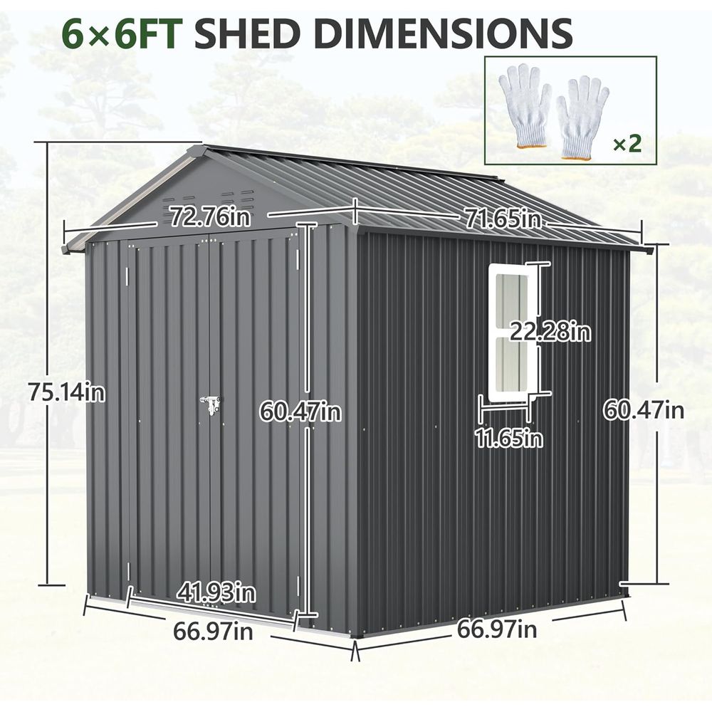 6x6 Metal Outdoor Storage Shed - Gardening Tools Set avis et prix