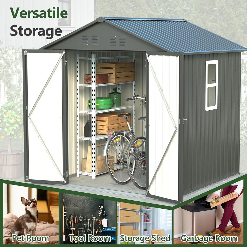 6x6 Metal Outdoor Storage Shed - Gardening Tools Set avis et prix