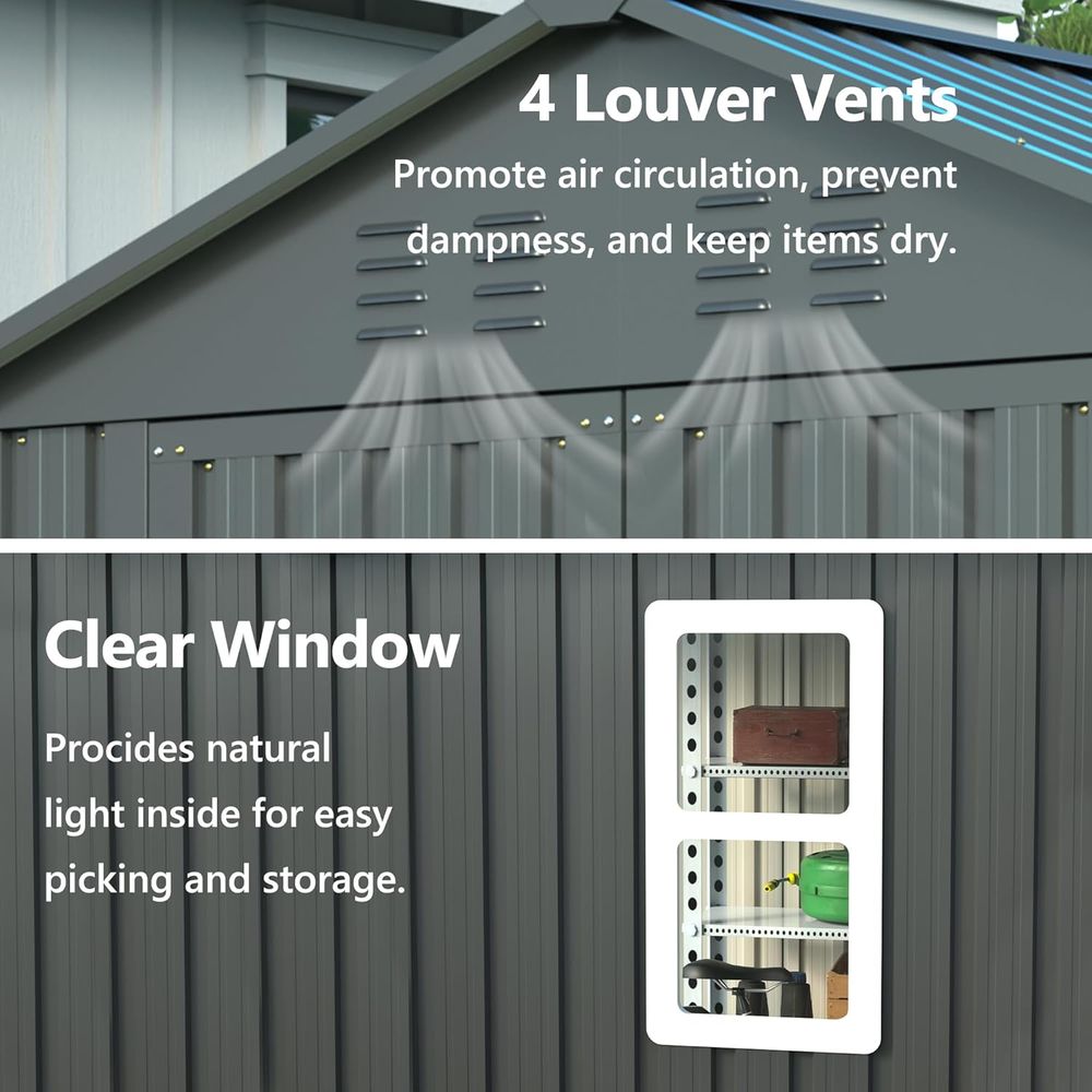 6x6 Metal Outdoor Storage Shed - Gardening Tools Set avis et prix