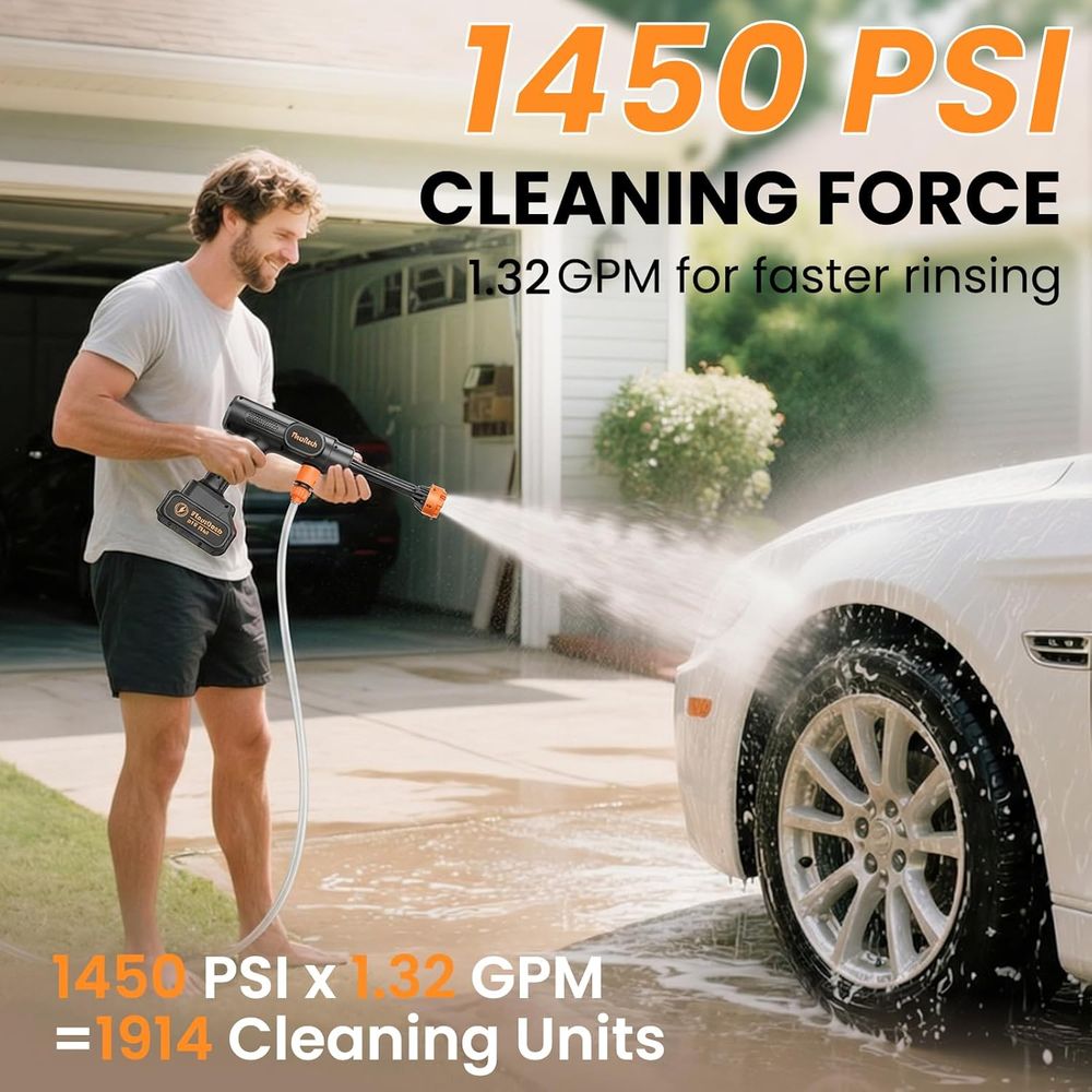 1450 PSI 6-in-1 Nozzle Handhel - Gardening Tools Battery Powered avis et prix