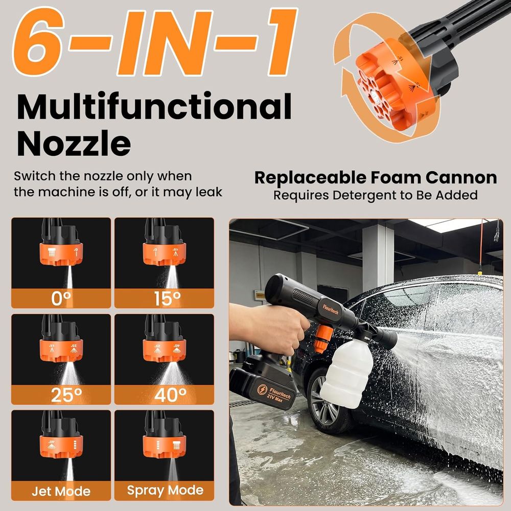 1450 PSI 6-in-1 Nozzle Handhel - Gardening Tools Battery Powered avis et prix