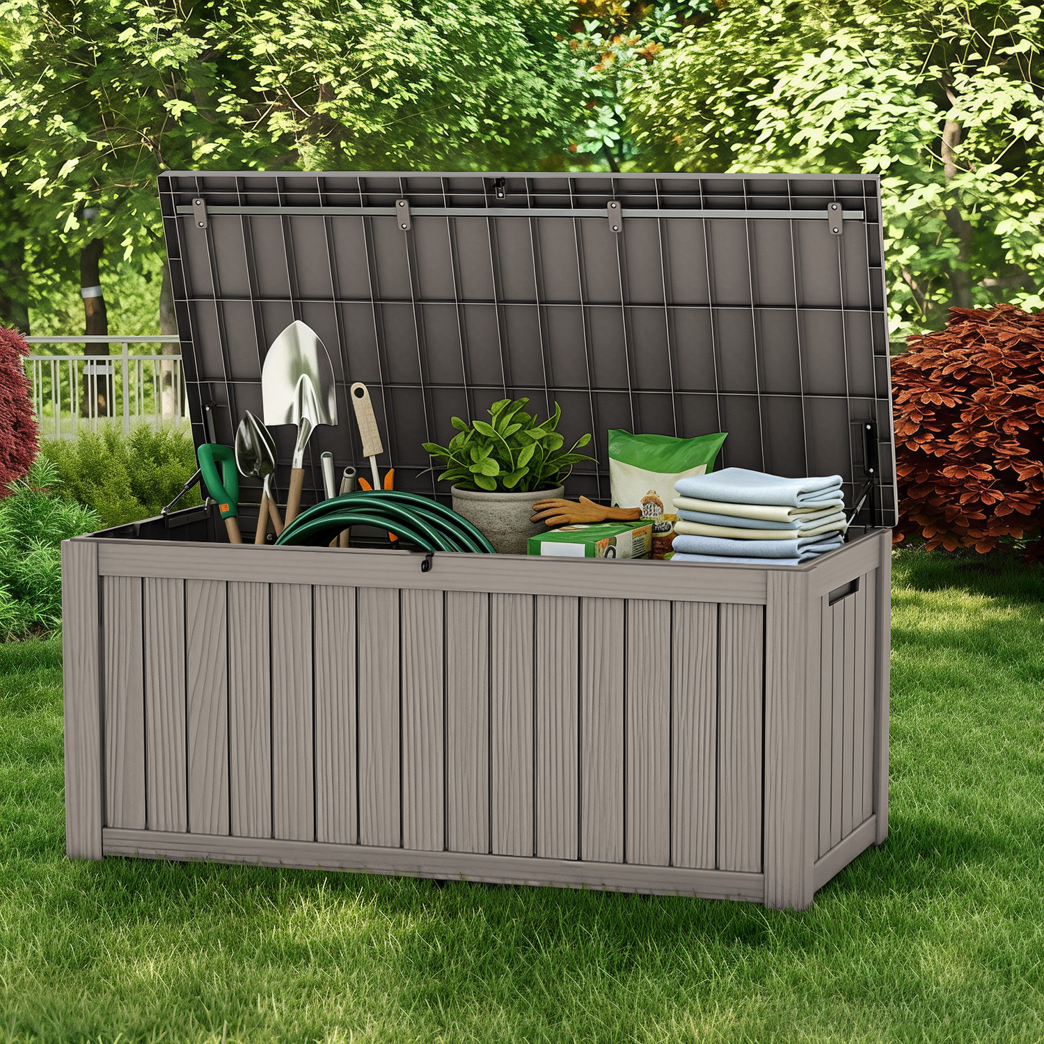 120 Gallon Outdoor Deck Box, L - Gardening Tools Rack avis et prix