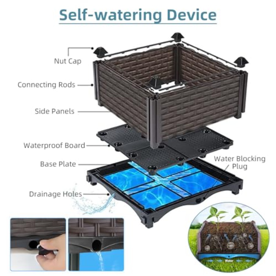 Large Raised Planter Box Outdo - Self-Watering Planter avis et prix