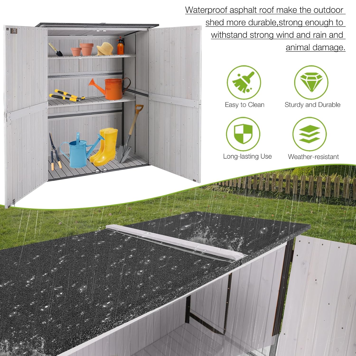 Outdoor Cabinet Storage Shed w - Gardening Tools Set avis et prix